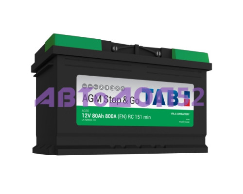 АКБ 80 TAB Eco Dry AGM обратная полярность
