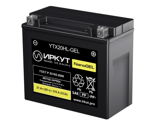 Мото Аккумулятор ИРКУТ YTX20HL-GEL